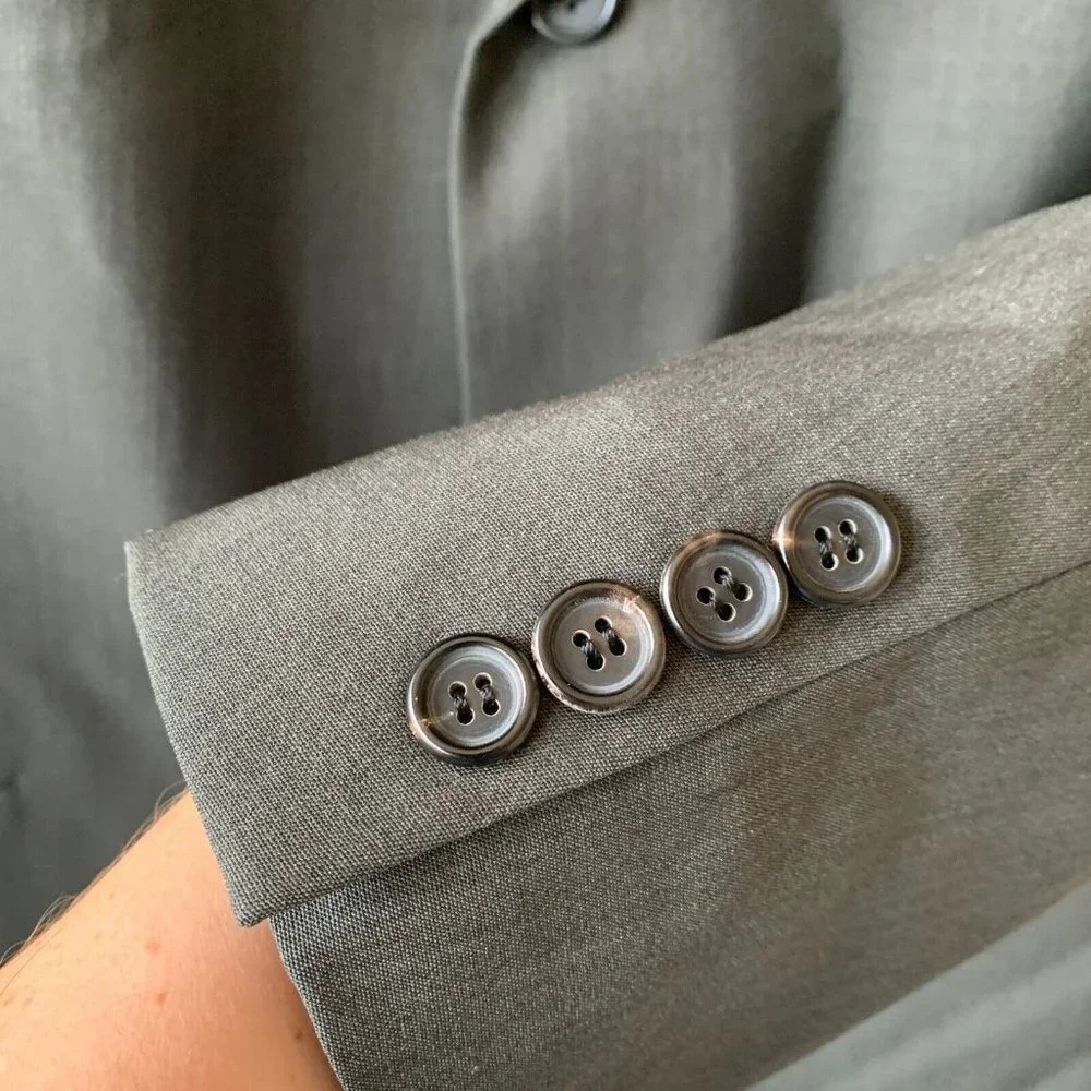 Hugo Boss Sport Coat Men 46L Wool Blazer Einstein Sigma Greenish Gray Union Made